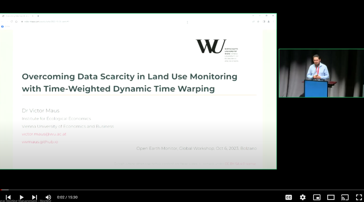 Victor Maus: Overcoming Data Scarcity in Land Use Monitoring with Time-Weighted Dynamic Time Warping