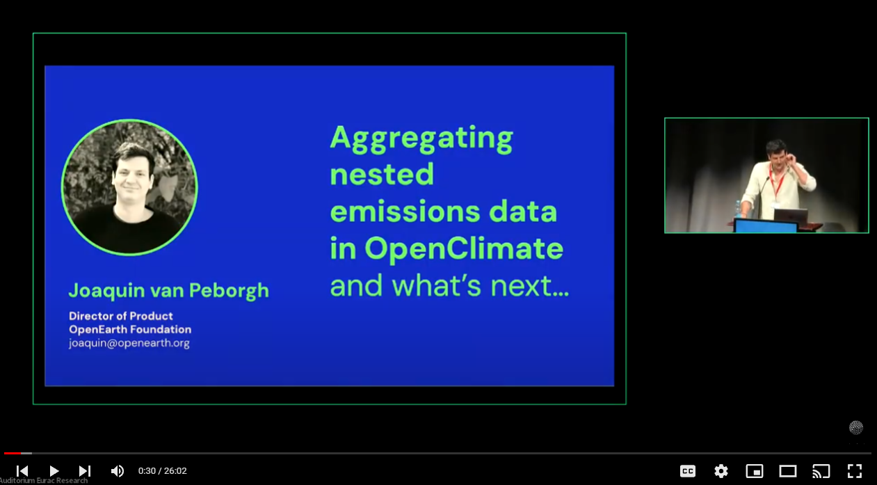 Joaquin van Peborgh: Aggregating multiple emissions data for actors at all levels (OpenClimate)